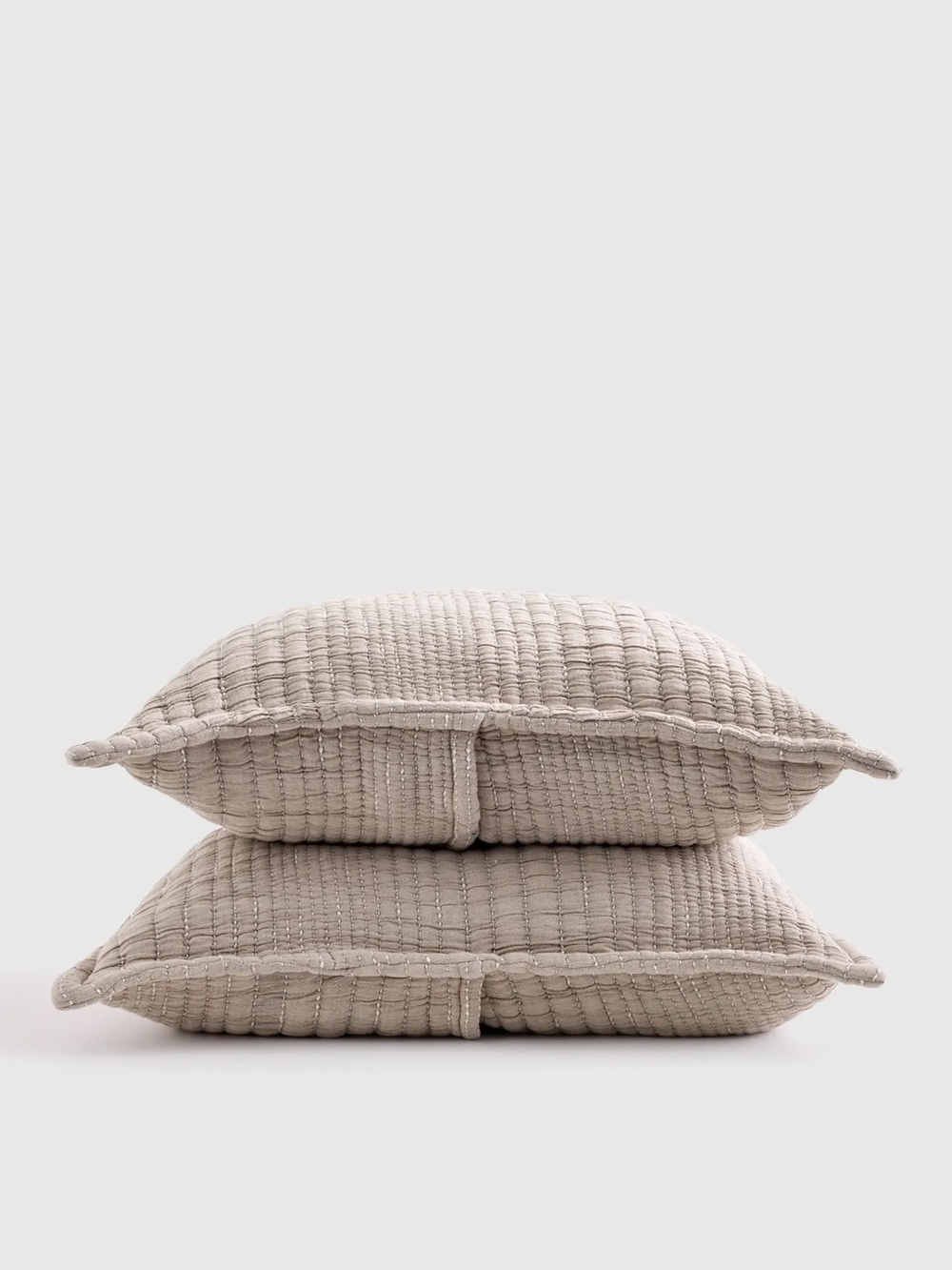 NWOT Quince Organic Cotton Channel Stitch Sham Set in Taupe - King - SHAMS ONLY